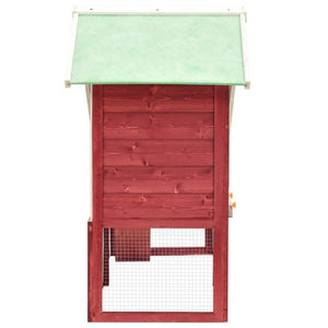 Chicken Coop, Backyard Chicken House, Rabbit Hutch & Rabbit Cage 140X63X120 CM RABBIT HUTCH SOLID FIRWOOD - RED AND WHITE