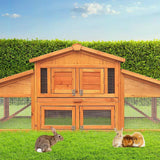 Chicken Coop, Backyard Chicken House, Rabbit Hutch & Rabbit Cage 2 Storey Wooden Chicken Coop & Rabbit Hutch