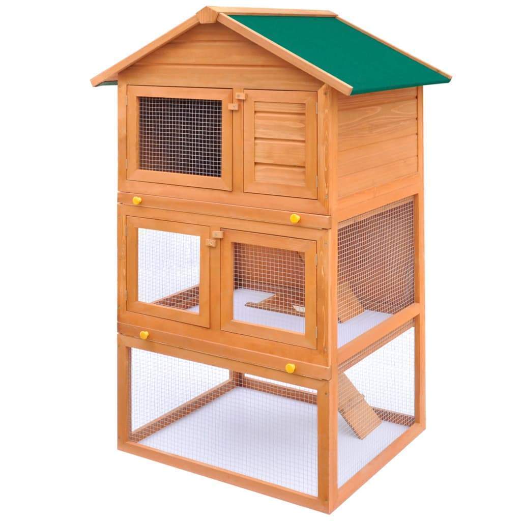 Chicken Coop, Backyard Chicken House, Rabbit Hutch & Rabbit Cage Chicken Coop & Rabbit Hutch - 3 Storey
