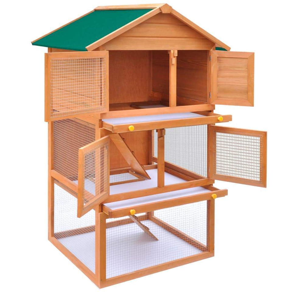 Chicken Coop, Backyard Chicken House, Rabbit Hutch & Rabbit Cage Chicken Coop & Rabbit Hutch - 3 Storey