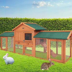 Chicken Coop, Backyard Chicken House, Rabbit Hutch & Rabbit Cage Large Wooden Chicken Coop & Rabbit Hutch