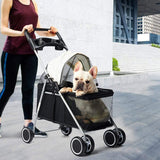 Dog and Cat Foldable Large Stroller - Black