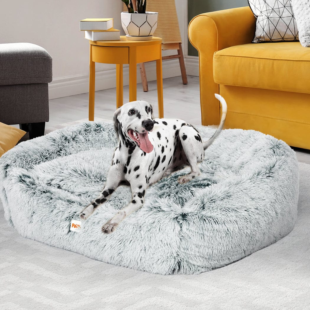 Dog Calming Bed Warm Soft Plush Comfy Sleeping Kennel Cave Memory Foam Charcoal L