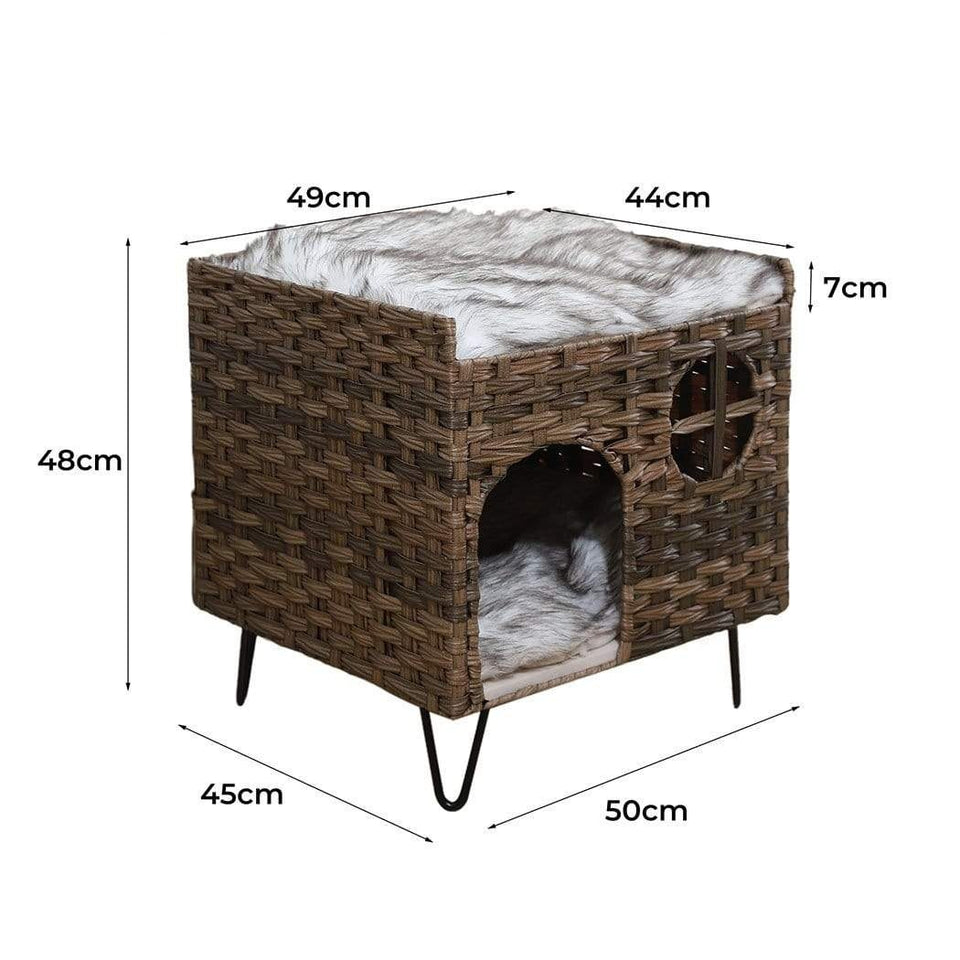 Dog & Cat 2 Level Nest Bed - Brown