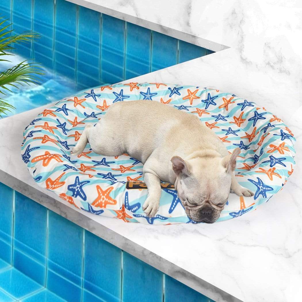 Dog & Cat Waterproof Self-Cooling Bed - Starfish Pattern Round Shape