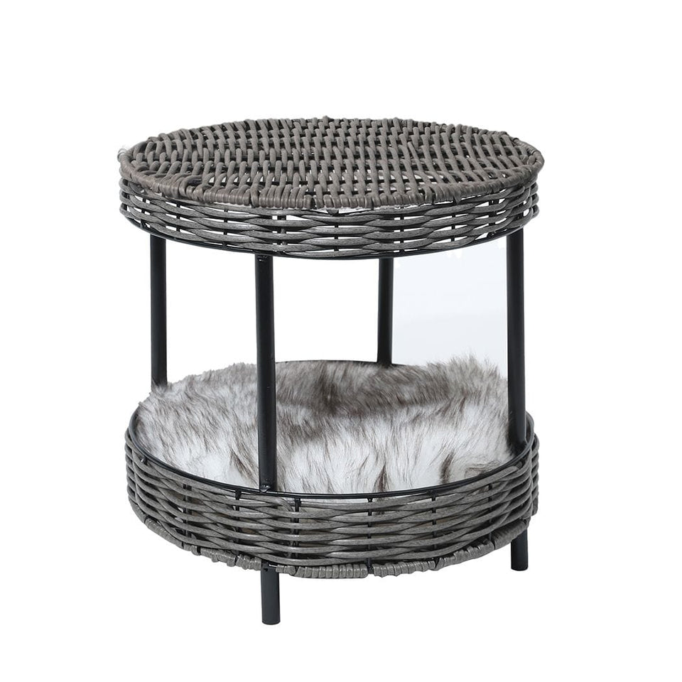 Dog & Cat Wicker Basket Table Bed - Brown
