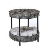 Dog & Cat Wicker Basket Table Bed - Brown