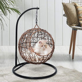 Dog & Cat Wicker Swinging Basket Bed - Brown