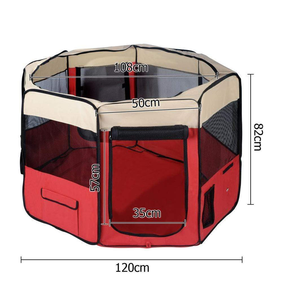 Pet Care Portable Soft Pet Play Pen - Red