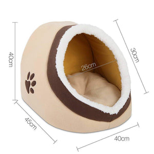 Pet Care Soft Fleece Igloo Pet Bed - Beige
