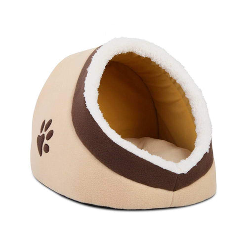 Pet Care Soft Fleece Igloo Pet Bed - Beige