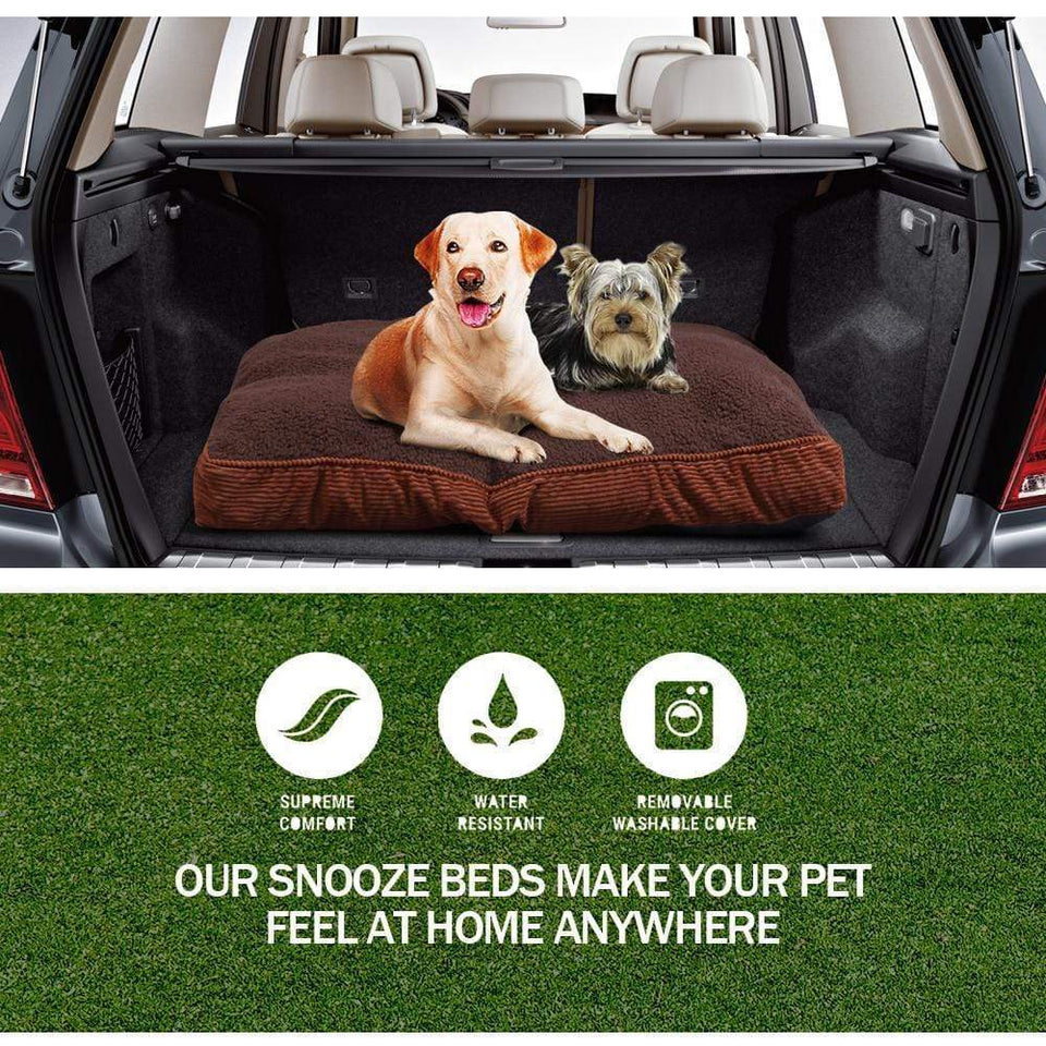 PaWz Pet Bed Mattress Dog Cat Pad Mat Puppy Cushion Soft Warm Washable M Brown