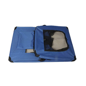 Foldable Dog & Cat Crate Carrier - Blue