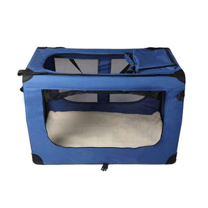 Foldable Dog & Cat Crate Carrier - Blue