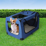 Foldable Dog & Cat Crate Carrier - Blue