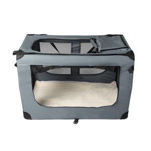 Foldable Dog & Cat Crate Carrier - Grey