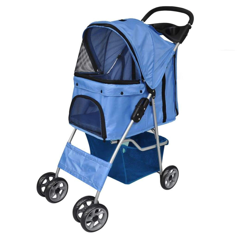 Folding Pet Stroller Dog/Cat Travel Carrier Blue