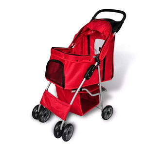 Folding Pet Stroller Dog/Cat Travel Carrier Red