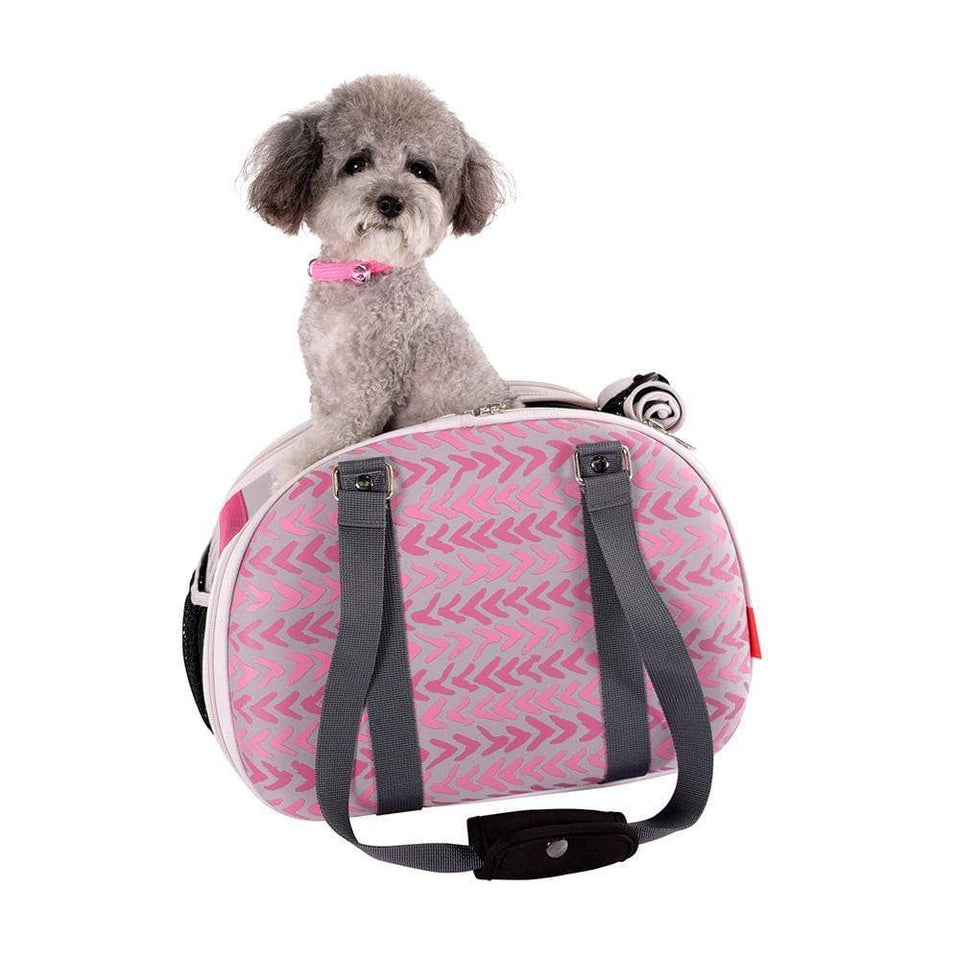 Hardshell Travel Carrier for Cats & Dogs up to 5kg - Pink Chevron