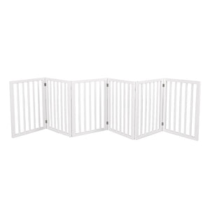 PaWz Wooden Pet Gate Dog Fence Safety Stair Barrier Security Door 6 Panels White