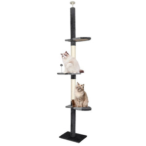 228-288cm Adjustable Cat Scratching Condo Post Tower - Grey