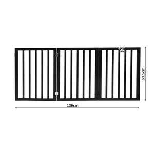 3 Panels Wooden Dog Fence - Black