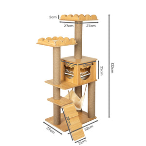 132cm Cat Scratching Post/Tower/Condo - Wood