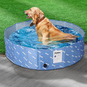 Large Portable Pet Swimming Pool - Blue in Bone Pattern
