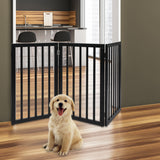 3 Panels Wooden Dog Fence - Black