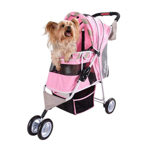 Matte Edition Diagonal Stripes Pet Stroller - Sugar Pink