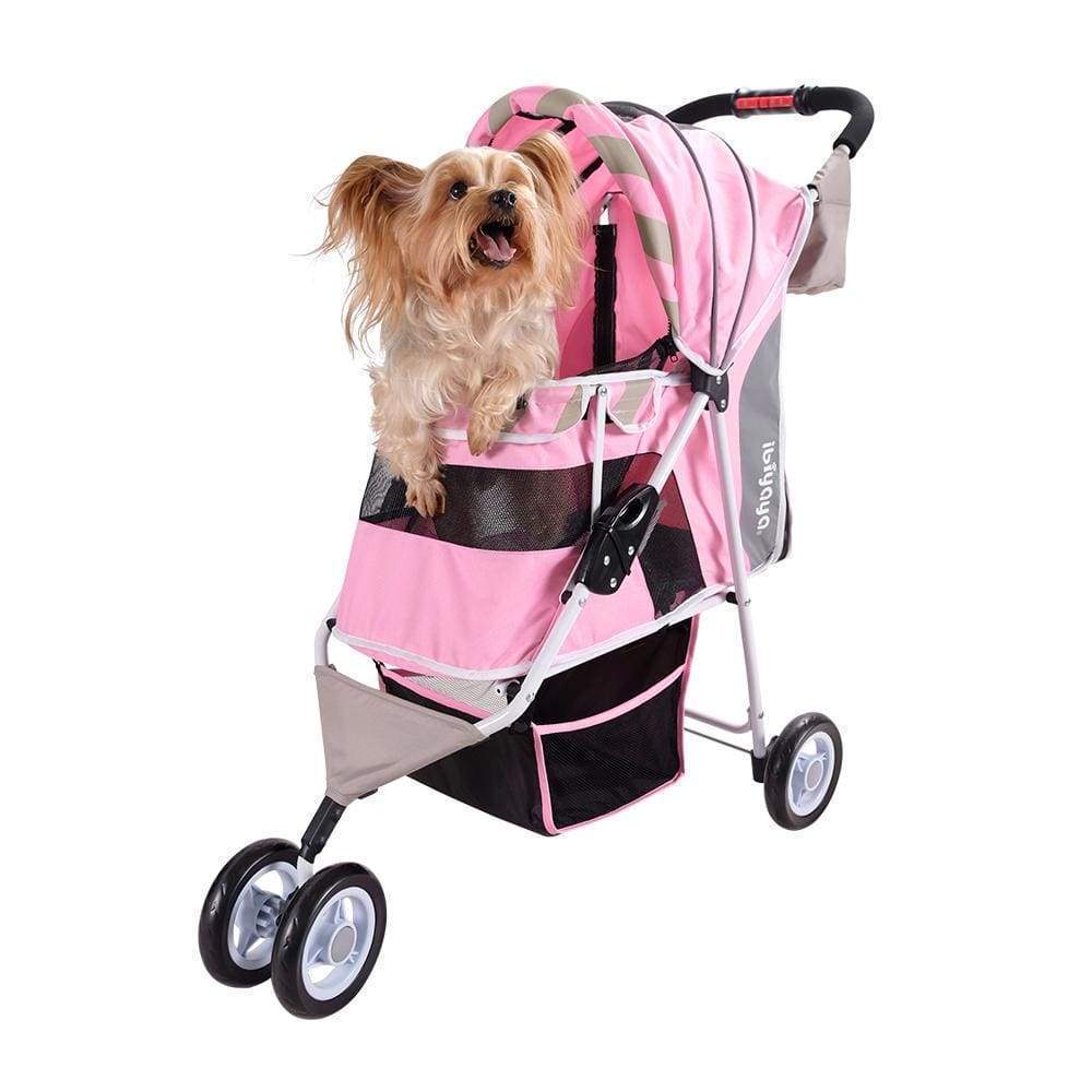 Matte Edition Diagonal Stripes Pet Stroller - Sugar Pink