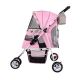 Matte Edition Diagonal Stripes Pet Stroller - Sugar Pink