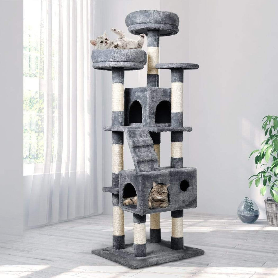 PaWz Cat Trees Scratching Post Scratcher For Large Cats Tower House Grey 140cm