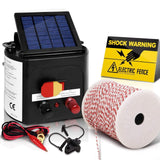 Pet Care Giantz 3km Solar Electric Fence Energiser Charger with 500M Tape and 25pcs Insulators