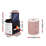 Pet Care Giantz 5km Solar Electric Fence Energiser Charger with 500M Tape and 25pcs Insulators