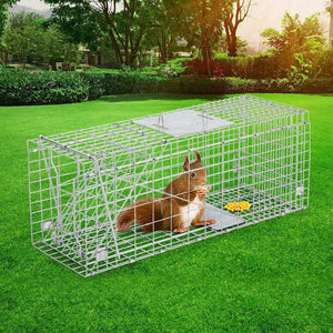Pet Care Humane Animal Trap Cage 66 x 23 x 25cm  - Silver