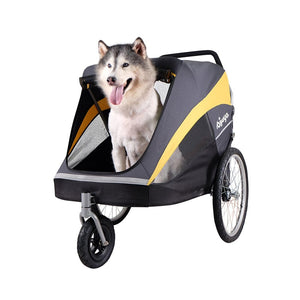 Pet Care Ibiyaya Heavy Duty Foldable Pet Stroller in Grey & Yellow