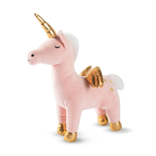 Pink and Gold Alligator Unicorn Plush Dog Toy