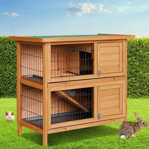 Rabbit Hutch, Guinea Pig Hutch & Bunny Cage 2 Storey Wooden Rabbit & Bunny Hutch