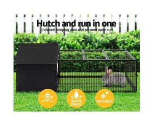 Rabbit Hutch, Guinea Pig Hutch & Bunny Cage XL METAL Rabbit & Bunny Hutch - BLACK