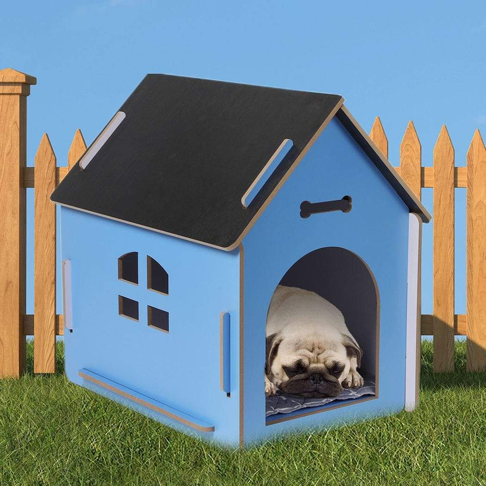 Wooden Indoor Dog House - Blue