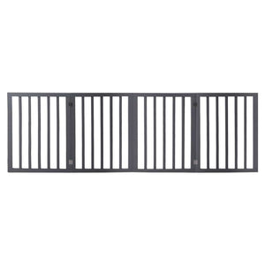Wooden Pet Gate Dog Fence Retractable Barrier Portable Door 4 Panel Grey