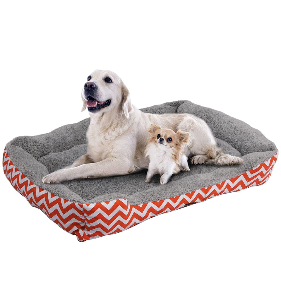 XXL Dog & Cat Bed Soft Cushion - Orange Geo