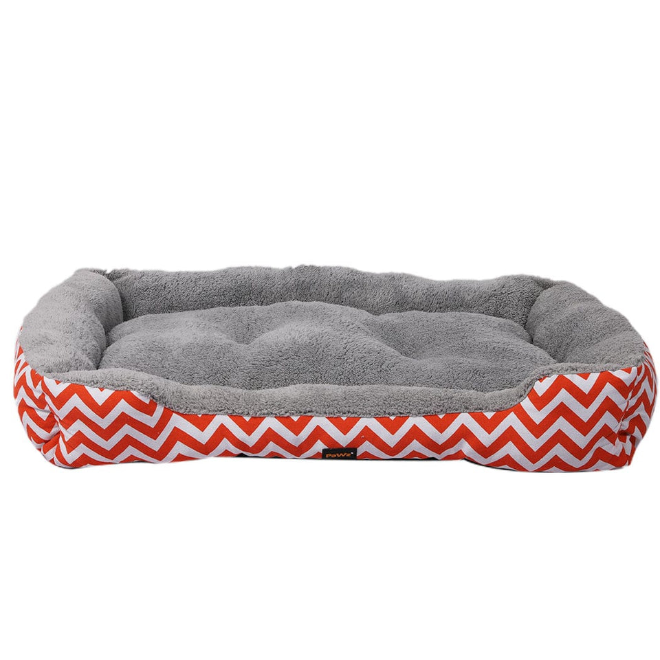 XXL Dog & Cat Bed Soft Cushion - Orange Geo