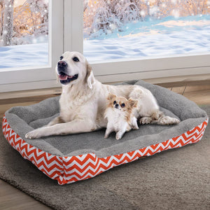 XXL Dog & Cat Bed Soft Cushion - Orange Geo