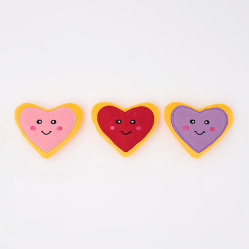 Zippy Paws Valentine's Miniz 3-Pack - Heart Cookies